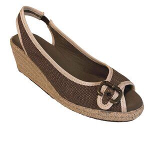Naturalizer espadrilles heels sandals neutral brown beige tan fabric canvas 6.5
